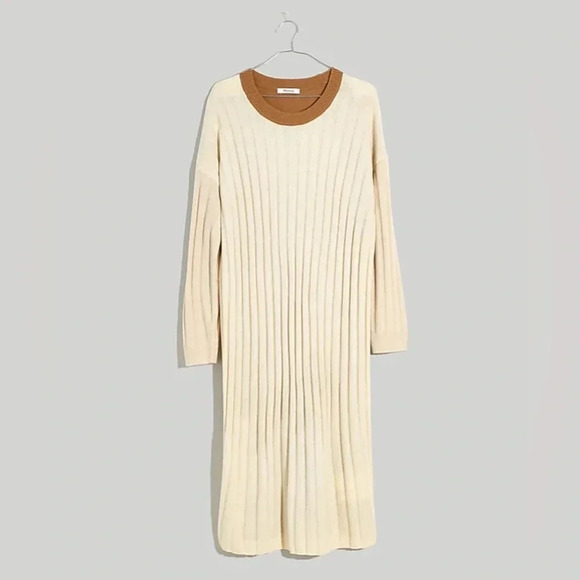 Madewell (Re)sourced Ribbed Midi Sweater Dress Small Alpaca Wool Color block S - Picture 4 of 15